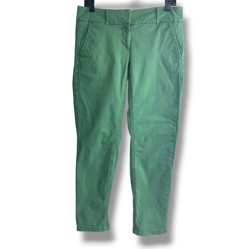 LOFT Marisa Chino Pants Women 4 Green Straight Leg Mid Rise Stretch Casual